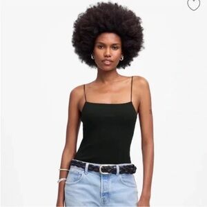 Madewell Black Strappy Square Neck Ribbed Tank XS NWT